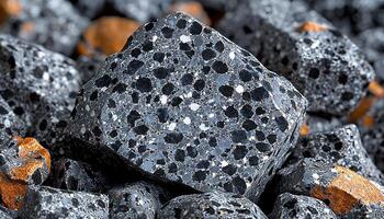 Shiny metal ore in rough hexagon shape, small pebble generated by AI photo