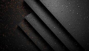 Shiny raindrop on wet metallic backdrop, dark reflection generated by AI photo