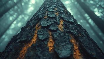 Sunlight filters through dense forest, vibrant colors emerge generated by AI photo