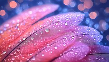 Freshness of dew on wet purple flower petal generated by AI photo