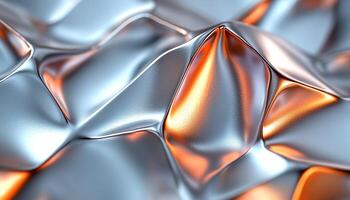 Futuristic metallic wave pattern illustration on shiny backdrop generated by AI photo