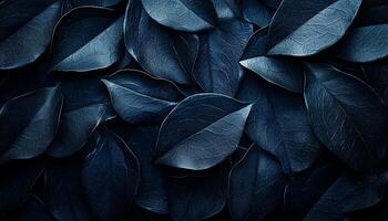 Monochrome leaf pattern on dark forest backdrop, elegance generated by AI photo