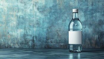Glass bottle filled with fresh liquid on table generated by AI photo
