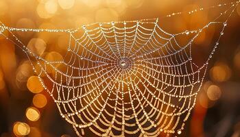 Spider web nature dew drop macro insect wet generated by AI photo