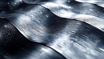 Wet metal plate reflects shiny chrome construction industry generated by AI photo