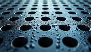 Raindrops on glass create beautiful natural patterns and reflections generated by AI photo