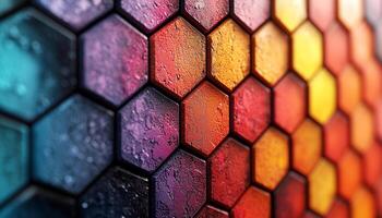 Vibrant colors, geometric shapes, modern architecture, shiny reflection generated by AI photo