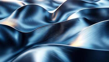 Smooth wave pattern flowing on shiny metallic backdrop generated by AI photo