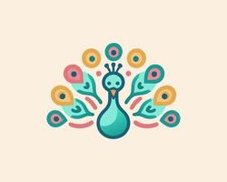 A colorful peacock logo with a colorful background vector