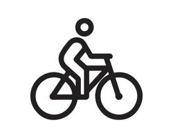 A black and white illustration of a person riding a bicycle vector