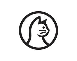 A black and white logo of a cat in a circle vector