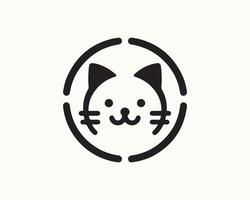 A cat's face is shown in a circle vector