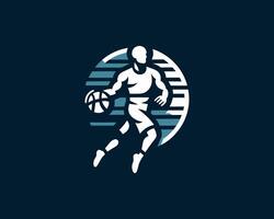 Basketball player running with ball logo design vector