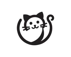 A black and white cat logo on a white background vector