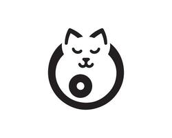 A black and white logo of a cat in a yin yang symbol vector