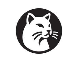 A black and white cat head logo vector
