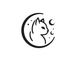 A cat is sitting on the moon and the crescent vector