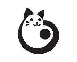 A black and white cat logo with a white background vector