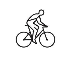 A black and white illustration of a man riding a bike vector