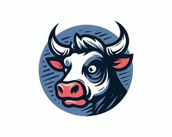 A cow head with horns and a red nose vector