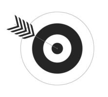 Reach goal dartboard target shooting black and white 2D line object. Focus aim strategy. Accuracy challenge. Archery competition isolated clip art outline item. Monochromatic spot illustration vector