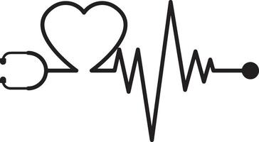 Heartbeat with Stethoscope illustration with white background. vector
