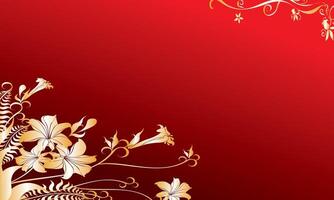 visually appealing background featuring intricate gold floral patterns against a deep red backdrop vector