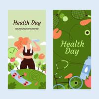 Set of two vertical banner. World health day hand drawn compositions vector