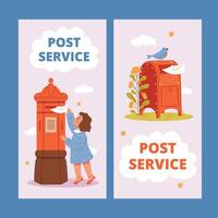 Hand drawn cartoon mail banner set vector