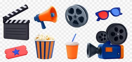 Cinema elements in realistic style vector