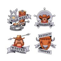 Wild west emblems set in hand drawn design vector