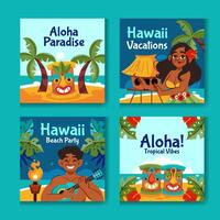 Hawaii illustrations in flat design vector