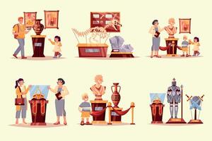 Hand drawn international museum day mini compositions set vector