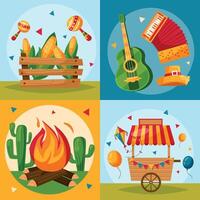 Festa Junina compositions in flat design vector