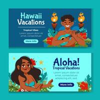 Hawaii banners in flat design vector