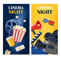 Cinema banners in realistic style vector