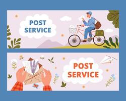 Hand drawn cartoon mail banner set vector