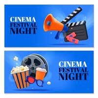 Cinema banners in realistic style vector