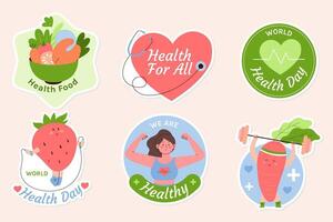 World health day hand drawn sticker collection vector