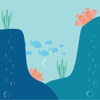 Two ocean cliffs Undersea Flat Background vector