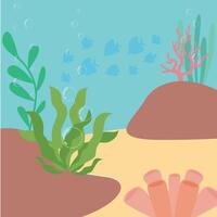 Various vegetative ocean base Undersea Flat Background vector