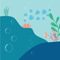 Ocean view Undersea Flat Background vector