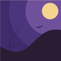 Scary Hill Halloween Flat Background vector