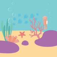 Peaceful View Undersea Flat Background vector