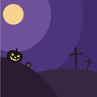 Pumpkins and Grave Halloween Flat Background vector