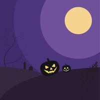 Spooky grave hills Halloween Flat Background vector