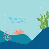 Quiet View Undersea View Flat Background vector