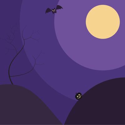 Spooky Hills Halloween Flat Background