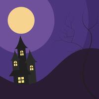 Caastle on the Valley Halloween Flat Background vector