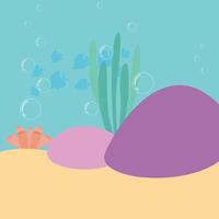 Two rocks Undersea Flat Background vector